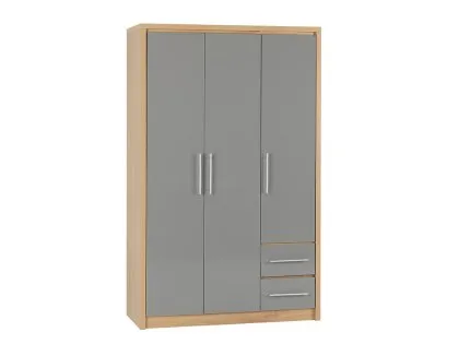 Seconique Seville Grey High Gloss and Oak 3 Door 2 Drawer Wardrobe Seconique Seville Grey High Gloss and Oak 3 Door 2 Drawer Wardrobe