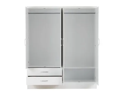 Seconique Nevada White High Gloss 4 Door 2 Drawer Mirrored Wardrobe