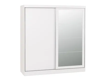 Seconique Nevada White High Gloss Sliding Mirrored Wardrobe