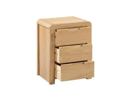 Julian Bowen Curve 3 Drawer Oak Bedside Table (Assembled)