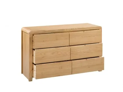 Julian Bowen Curve 6 Drawer Wide Oak Chest of Drawers (Assembled)