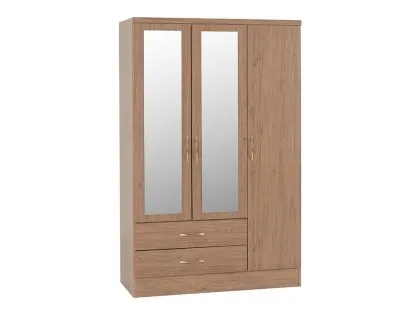 Seconique Nevada Rustic Oak 3 Door 2 Drawer Mirrored Triple Wardrobe Seconique Nevada Rustic Oak 3 Door 2 Drawer Mirrored Triple Wardrobe
