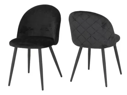 Seconique Marlow Black Velvet Set of 4 Dining Chairs Seconique Marlow Black Velvet Set of 4 Dining Chairs
