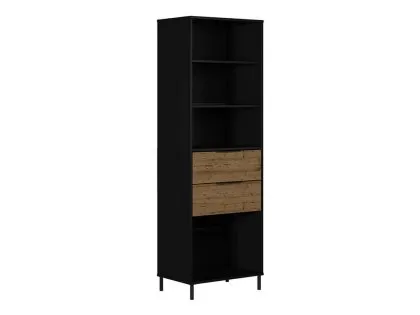 Seconique Madrid Acacia and Black 2 Drawer Bookcase