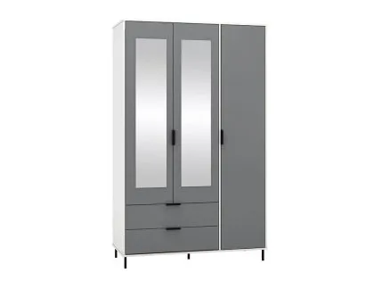 Seconique Madrid Grey Gloss and White 3 Door 2 Drawer Mirrored Wardrobe Seconique Madrid Grey Gloss and White 3 Door 2 Drawer Mirrored Wardrobe