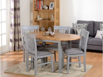 Seconique Oxford Grey and Oak Extending Dining Table and 4 Chair Set Seconique Oxford Grey and Oak Extending Dining Table and 4 Chair Set