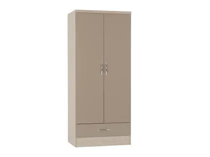 Seconique Nevada Oyster Gloss and Oak 2 Door 1 Drawer Wardrobe Seconique Nevada Oyster Gloss and Oak 2 Door 1 Drawer Wardrobe