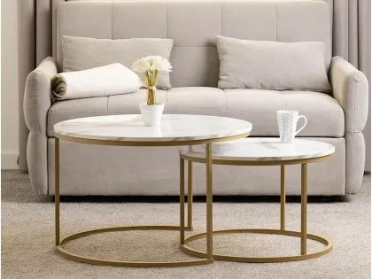 Seconique Dallas Marble Effect Round Nest of Tables Seconique Dallas Marble Effect Round Nest of Tables