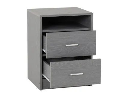 Seconique Felix Grey 2 Drawer Bedside Table