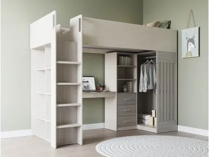 Seconique Jupiter Light Oak Effect Wooden High Sleeper Bed Frame Seconique Jupiter Light Oak Effect Wooden High Sleeper Bed Frame