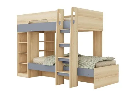 Seconique Pluto 3ft Grey and Oak Effect Wooden Bunk Bed Frame