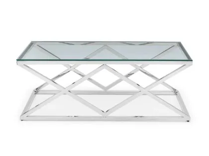 Julian Bowen Biarritz Glass and Chrome Coffee Table