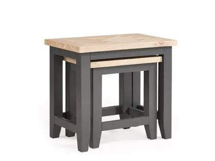 Julian Bowen Bordeaux Grey and Oak Wooden Nest of Tables (Assembled)