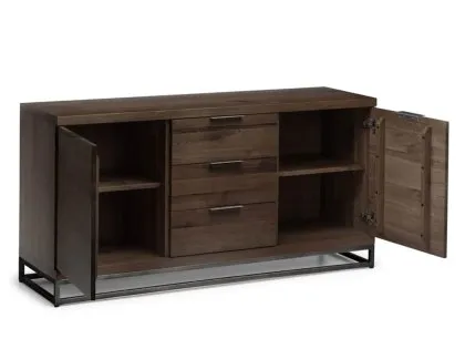 Julian Bowen Brooklyn Dark Oak Wooden 2 Door 3 Drawer Sideboard