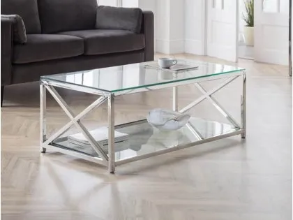 Julian Bowen Miami Glass and Chrome Coffee Table Julian Bowen Miami Glass and Chrome Coffee Table