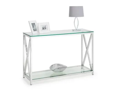 Julian Bowen Miami Glass and Chrome Console Table