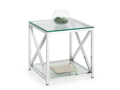 Julian Bowen Miami Glass and Chrome Lamp Table