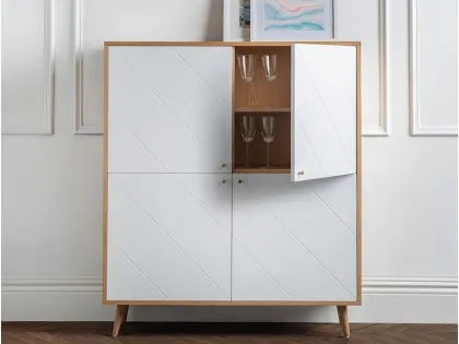 Julian Bowen Moritz White and Oak 4 Door Storage Unit