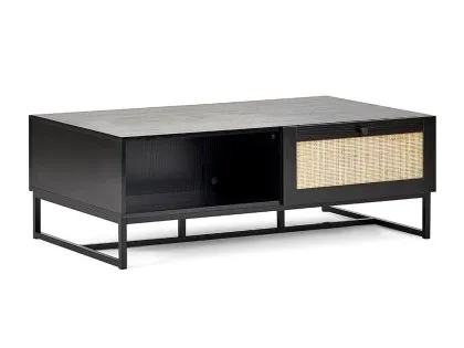 Julian Bowen Padstow Black and Rattan 2 Drawer Coffee table Julian Bowen Padstow Black and Rattan 2 Drawer Coffee table