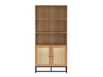 Julian Bowen Padstow Rattan and Oak 2 Door Bookcase