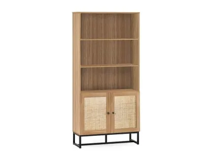 Julian Bowen Padstow Rattan and Oak 2 Door Bookcase Julian Bowen Padstow Rattan and Oak 2 Door Bookcase