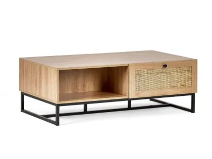 Julian Bowen Padstow Rattan and Oak 2 Drawer Coffee table Julian Bowen Padstow Rattan and Oak 2 Drawer Coffee table