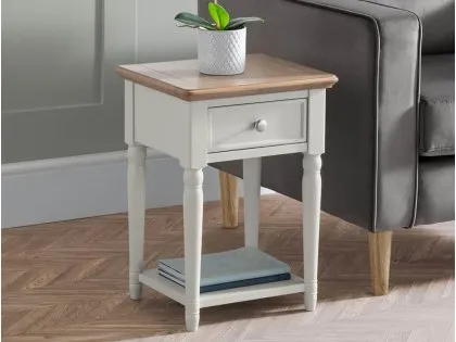 Julian Bowen Provence Grey and Oak 1 Drawer Lamp Table (Assembled) Julian Bowen Provence Grey and Oak 1 Drawer Lamp Table (Assembled)