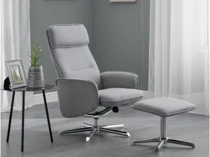 Julian Bowen Aria Grey Linen Recliner Chair with Footstool Julian Bowen Aria Grey Linen Recliner Chair with Footstool