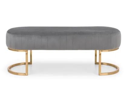 Julian Bowen Harrogate Grey Velvet and Gold Fabric Bench