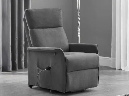 Julian Bowen Helena Single Motor Charcoal Velvet Riser Recliner Chair Julian Bowen Helena Single Motor Charcoal Velvet Riser Recliner Chair
