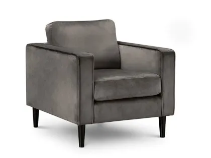 Julian Bowen Hayward Grey Velvet Armchair