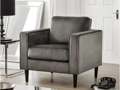 Julian Bowen Hayward Grey Velvet Armchair Julian Bowen Hayward Grey Velvet Armchair