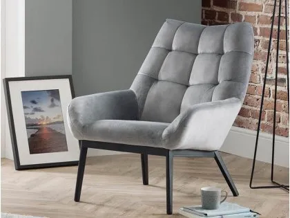 Julian Bowen Lucerne Grey Velvet Accent Chair Julian Bowen Lucerne Grey Velvet Accent Chair