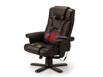 Julian Bowen Malmo Brown Massager Recliner Chair with Footstool