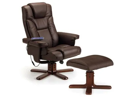 Julian Bowen Malmo Brown Massager Recliner Chair with Footstool Julian Bowen Malmo Brown Massager Recliner Chair with Footstool