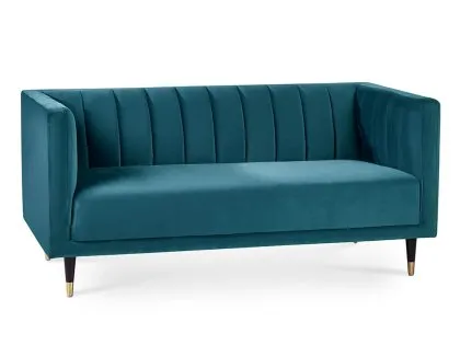 Julian Bowen Salma Teal Velvet 2 Seater Sofa