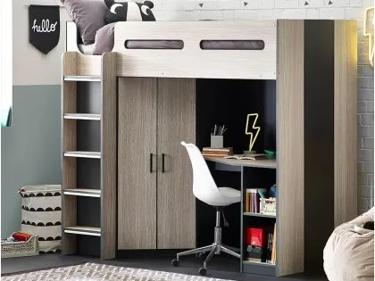 Julian Bowen Hercules Woodgrain and Anthracite High Sleeper Bed Frame Julian Bowen Hercules Woodgrain and Anthracite High Sleeper Bed Frame