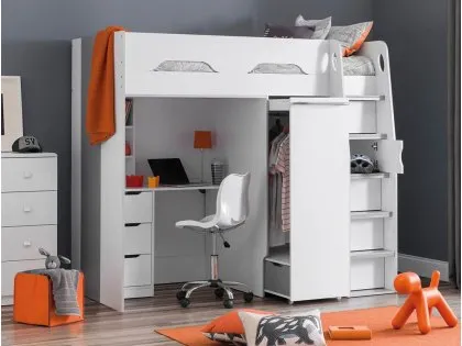 Julian Bowen Pegasus White Wooden High Sleeper Bed Frame Julian Bowen Pegasus White Wooden High Sleeper Bed Frame