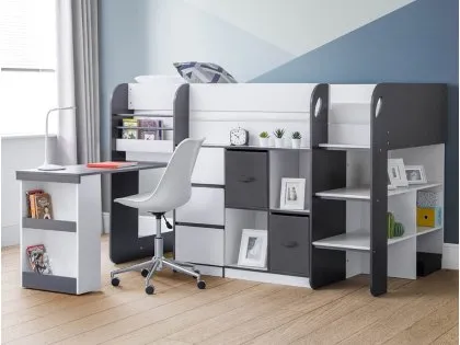 Julian Bowen Saturn Charcoal and White Mid Sleeper Bed Frame Julian Bowen Saturn Charcoal and White Mid Sleeper Bed Frame