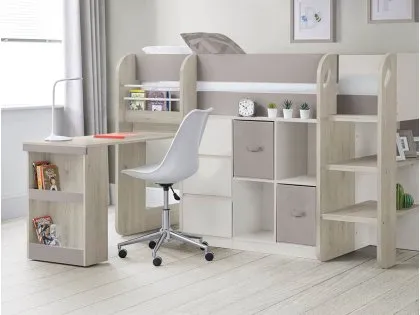 Julian Bowen Saturn Taupe and White Mid Sleeper Bed Frame Julian Bowen Saturn Taupe and White Mid Sleeper Bed Frame