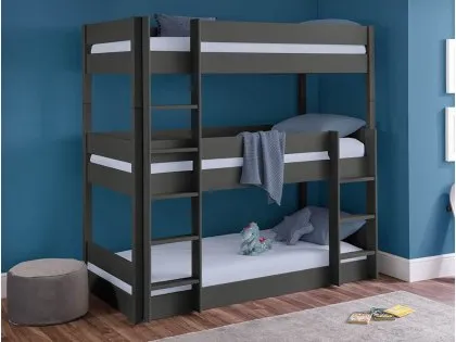 Julian Bowen Trio Anthracite Triple Wooden Bunk Bed Frame Julian Bowen Trio Anthracite Triple Wooden Bunk Bed Frame