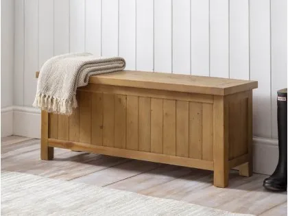 Julian Bowen Aspen Reclaimed Pine Ottoman Storage Bench (Assembled)