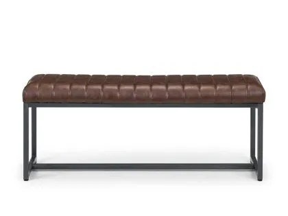 Julian Bowen Brooklyn 121cm Brown Faux Leather Dining Bench