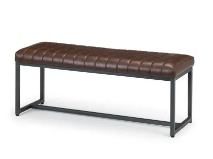 Julian Bowen Brooklyn 121cm Brown Faux Leather Dining Bench Julian Bowen Brooklyn 121cm Brown Faux Leather Dining Bench