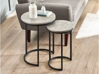 Julian Bowen Staten Concrete Effect Round Nest of Tables Julian Bowen Staten Concrete Effect Round Nest of Tables