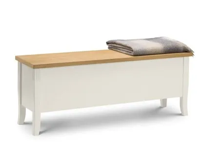 Julian Bowen Davenport Ivory and Oak Ottoman Storage Bench