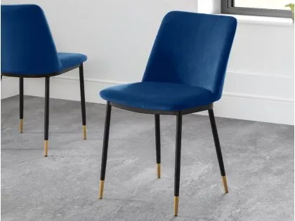 Julian Bowen Delaunay Set of 2 Blue Velvet Dining Chairs