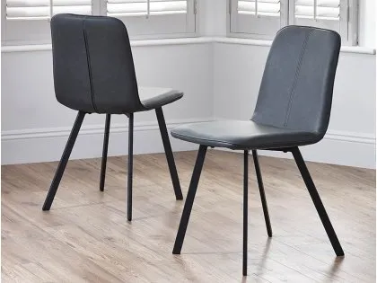 Julian Bowen Goya Set of 2 Black Faux Leather Dining Chairs Julian Bowen Goya Set of 2 Black Faux Leather Dining Chairs