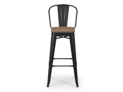 Julian Bowen Grafton Mocha Elm and Black Highback Bar Stool