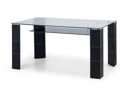 Julian Bowen Greenwich 150cm Glass and Leather Dining Table Julian Bowen Greenwich 150cm Glass and Leather Dining Table